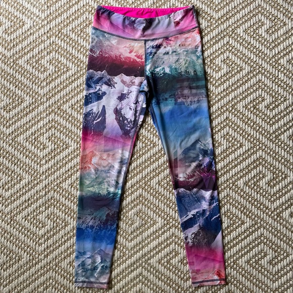Live Love Dream Mountain Landscape Print Leggings Scenic Colorful M - Picture 5 of 7